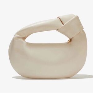 Melie Bianco Alexandra Cream Vegan Leather Top Knot Handle Bag Purse Party New
